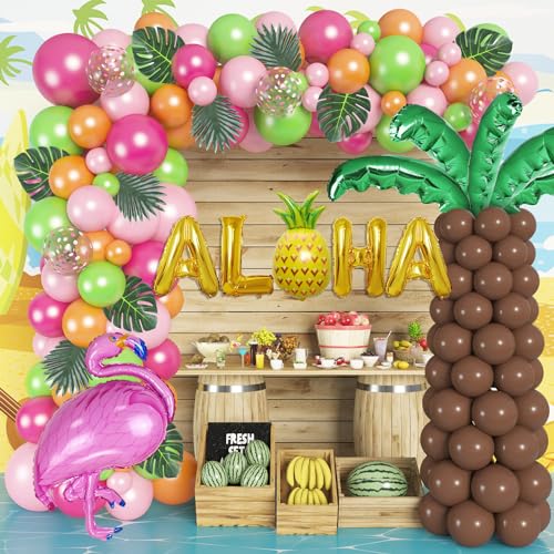 186Stück Tropische Luftballon Girlande Deko Hawaii Rosa Grün Ballon Flamingo Luftballons Party Deko Latex Ballon Geburtstag Sommer Hochzeit Dekoration von JoyeuVie
