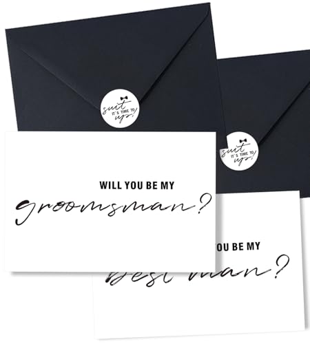 12 Stück Trauzeugen-Antragskarten, Joyfulmap Hochzeitsparty-Antragskarte mit schwarzem Umschlag, 10 Karten mit Aufschrift "Will You Be My Groomsman" und 2 Will You Be My Best Man-Karten, 12 Stück Trauzeugen-Antragskarten, Joyfulmap Hochzeitsparty-Antragskarte mit schwarzem Umschlag, 10 Karten mit Aufschrift "Will You Be My Groomsman" und 2 Will You Be My Best Man-Karten, von Joyfulmap