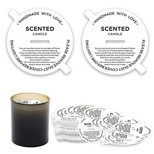 Joyfulmap Staubschutzhüllen, vorgedruckte, weiße, matte Etiketten für Kerzenaufsatz, Dekoration, Deckel mit Zuglasche, Zubehör für die Herstellung von Duftkerzen (7 cm), 160 Stück von Joyfulmap