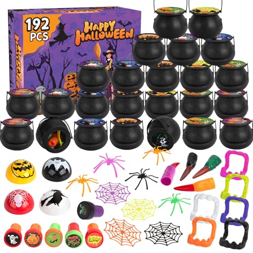Joygoods 24 Stück vorgefüllte Kunststoff-Hexenkessel Spielzeug für Halloween-Party, 192 Stück Halloween-Partygeschenke für Kinder als Schulklassenzimmerpreise & Süßes oder Leckerei-Geschenke von Joygoods
