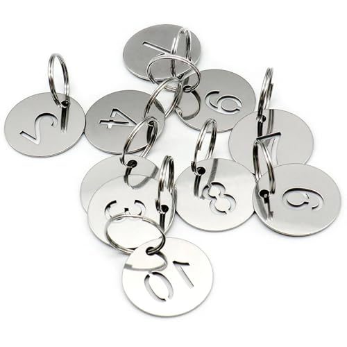 Zahlen-Tags 100pcs 1-100 Hohlauslöser 0, 9 Runde Edelstahl nummerierte Tags mit Schlüsselring für Schlüssel, Clip, Becher, Tasse Zahlen-Tags 100pcs 1-100 Hohlauslöser 0, 9 Runde Edelstahl nummerierte Tags mit Schlüsselring für Schlüssel, Clip, Becher, Tasse von Joygoodta