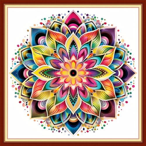 Joyhoor Kreuzstich-Set für Anfänger, geprägtes Kreuzstich-Zubehör, Handarbeit, Vordruck, Sticksets für Erwachsene, DIY-Nadelspitzen-Kits, Stickmuster, 11 CT, magisches Mandala, 45,7 x 45,7 cm Joyhoor Kreuzstich-Set für Anfänger, geprägtes Kreuzstich-Zubehör, Handarbeit, Vordruck, Sticksets für Erwachsene, DIY-Nadelspitzen-Kits, Stickmuster, 11 CT, magisches Mandala, 45,7 x 45,7 cm von Joyhoor