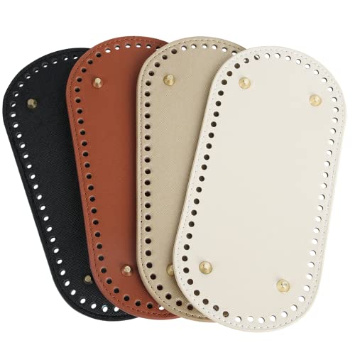 PU Leder Tasche Bottom Shaper, 4 Stück Häkeltasche Bottom Shaper Pad mit Löchern, Stricktasche Oval Nagel Bottom Shaper 25 x 12 cm für Handtasche Schultertasche Geldbörse DIY Zubehör von Joyibay