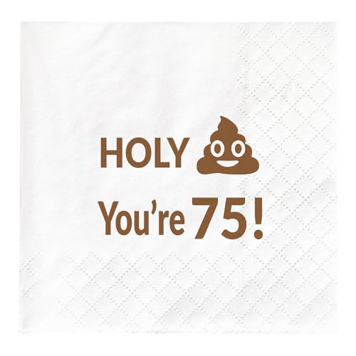 Joyiou Cocktail-Servietten mit Aufschrift "Holy You're 75 Birthday", "Happy 75th Birthday", Geschenke für Männer und Frauen, 75 Jahre alte Geburtstagsparty, Tischzubehör (11,4 x 11,4 cm, 50 Stück) von Joyiou