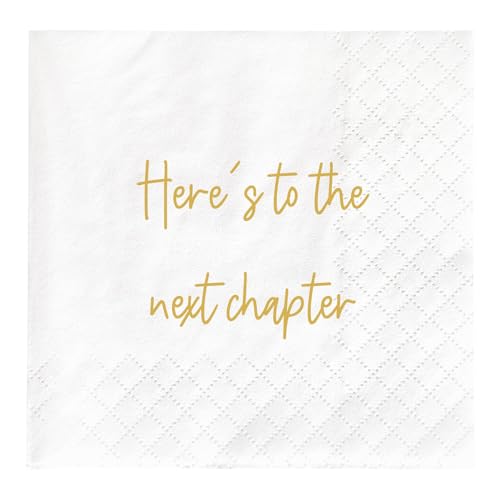 Servietten mit Aufschrift "Here's to the Next Chapter", "Good Luck & Congratulation" für Abschlussfeiern, neue Jobs und Ruhestandsfeiern, 30 Stück, 2-lagig, 11,4 x 11,4 cm von Joyiou