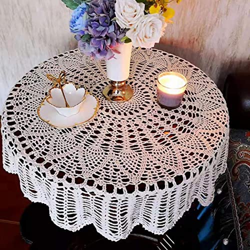 Joyivike - Runde Vintage Häkeltischdecke 80cm, Baumwolle, Retro-Design, Häkelspitze, Floral, Bohemian, Perfekt für Esstisch, Hochzeiten, Handgefertigt Joyivike - Runde Vintage Häkeltischdecke 80cm, Baumwolle, Retro-Design, Häkelspitze, Floral, Bohemian, Perfekt für Esstisch, Hochzeiten, Handgefertigt von Joyivike