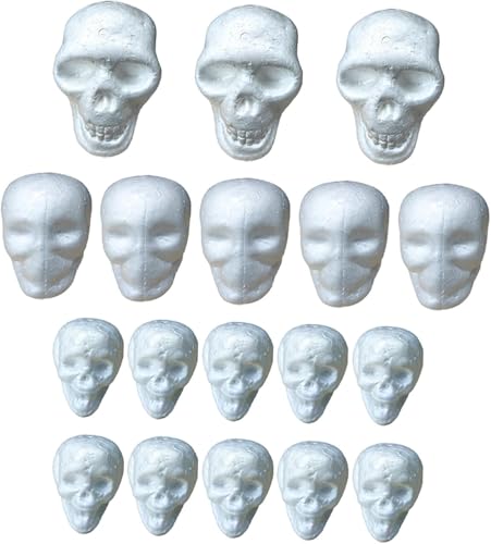 18 Stück Halloween Schaumstoff-Schädel, blanko, Totenköpfe, Ornament, Handwerk, Skelettkopf, Halloween-Totenkopf-Dekorationen für Halloween-Partyzubehör 18 Stück Halloween Schaumstoff-Schädel, blanko, Totenköpfe, Ornament, Handwerk, Skelettkopf, Halloween-Totenkopf-Dekorationen für Halloween-Partyzubehör von Joylern