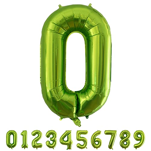 Luftballon Zahl 0 Grün XXL I 101 CM GROSS I Ideal für Party- und Geburtstagsdekorationen I Mit Zubehör zum Aufblasen I Luft oder Helium von Joyloons