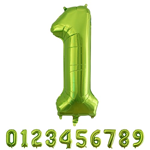 Luftballon Zahl 1 Grün XXL I 101 CM GROSS I Ideal für Party- und Geburtstagsdekorationen I Mit Zubehör zum Aufblasen I Luft oder Helium von Joyloons