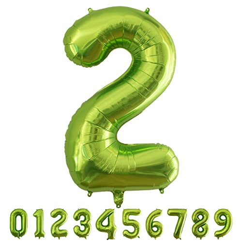 Luftballon Zahl 2 Grün XXL I 101 CM GROSS I Ideal für Party- und Geburtstagsdekorationen I Mit Zubehör zum Aufblasen I Luft oder Helium von Joyloons