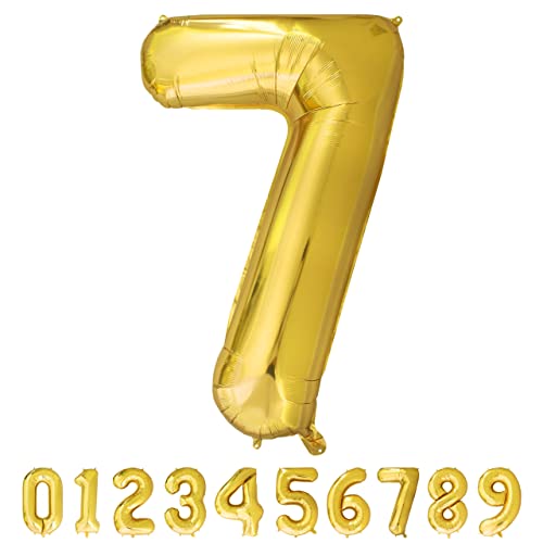 Luftballon Zahl 7 Gold XXL I 101 CM GROSS I Ideal für Party- und Geburtstagsdekorationen I Mit Zubehör zum Aufblasen I Luft oder Helium Luftballon Zahl 7 Gold XXL I 101 CM GROSS I Ideal für Party- und Geburtstagsdekorationen I Mit Zubehör zum Aufblasen I Luft oder Helium von Joyloons