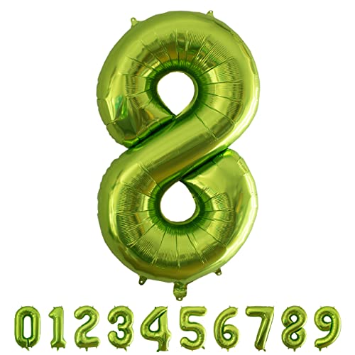 Luftballon Zahl 8 Grün XXL I 101 CM GROSS I Ideal für Party- und Geburtstagsdekorationen I Mit Zubehör zum Aufblasen I Luft oder Helium von Joyloons