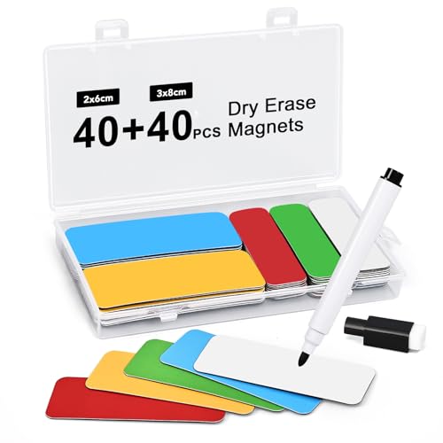 Joyoldelf 80 Pcs Beschreibbar Magnetschilder - Wiederverwendbar Selbstklebend Bunt Magnetstreifen mit Löschbarem Stift, Anwendbar auf Whiteboards, Kühlschränke, Magnettafeln et al. Joyoldelf 80 Pcs Beschreibbar Magnetschilder - Wiederverwendbar Selbstklebend Bunt Magnetstreifen mit Löschbarem Stift, Anwendbar auf Whiteboards, Kühlschränke, Magnettafeln et al. von Joyoldelf