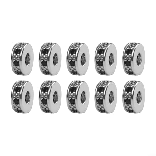 Abstandshalter aus Messing, Pavé-Fassung, Zirkonia, flach, rund, Nickel, 8 mm, für DIY-Schmuck, 10 Stück Abstandshalter aus Messing, Pavé-Fassung, Zirkonia, flach, rund, Nickel, 8 mm, für DIY-Schmuck, 10 Stück von JoyousMall