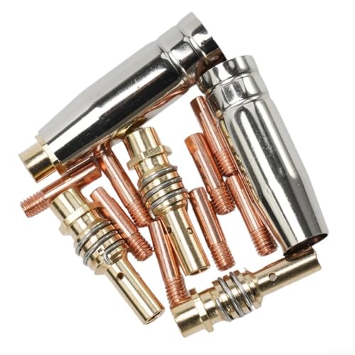 JoyousMall Komplettes Schweißzubehör für TIG 15AK MIG MAG inkl. 2 Schweißdüsen, 4 Kontaktspitzenhalter und 10 Kontaktspitzen 0 8 mm 1 0 mm Kontaktgrößen (0,8 mm) von JoyousMall