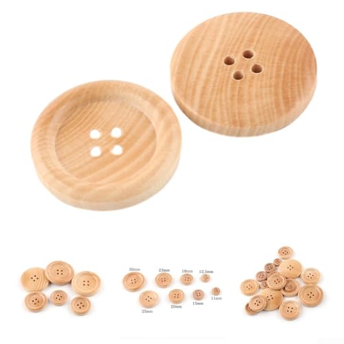 Natürliche Holzknöpfe in verschiedenen Größen, 20 Stück, zum Nähen und Basteln (20 mm) von JoyousMall