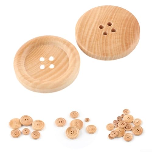 Natürliche Holzknöpfe in verschiedenen Größen, 20 Stück, zum Nähen und Basteln (23 mm) von JoyousMall