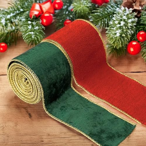 Weihnachtsschmuck Band Set, Schwan Beflockung Stoff Goldkante Band Weihnachtsbaum Dekoration für Urlaub Handwerk Geschenke Verpackung von JoyousMall