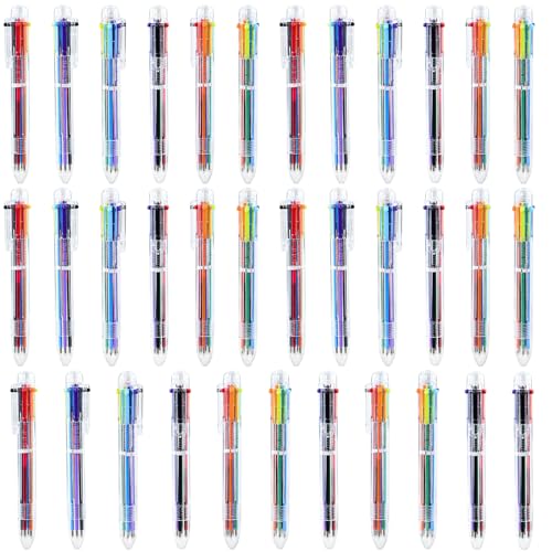 35 Stück 6-in-1 Mehrfarbige Kugelschreiber, 0.5mm Einziehbare Kugelschreiber Mehrfarbiger Retractable Rollerball Stifte, 6-Color Kugelschreiber für Büro, Schulbedarf, Studenten, Kinder von Joyseedi