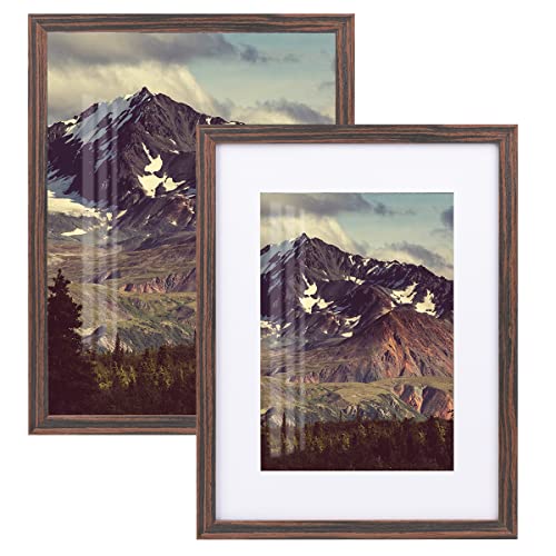 Joyshare Bilderrahmen 30x40cm set of 2, mit Passepartout Schwarz Holz Weiß MDF-Holzrahmen 16 Zoll,Modern Natur mit Acrylglas/Portraitrahmen/Wechselrahmen (schwarz, 30x40cm) von Joyshare