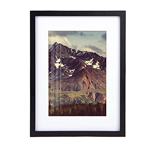 Joyshare Bilderrahmen 30x40cm,mit Passepartout Schwarz Holz Weiß MDF-Holzrahmen 12x16 Zoll,Modern Natur mit Acrylglas/Portraitrahmen/Wechselrahmen (schwarz,30x40cm/1x) von Joyshare