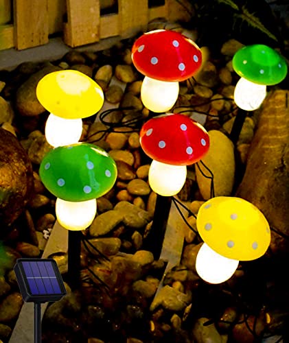 Joysing Solar Lichterkette Aussen 6 Stück Pilz Lampe Gartendeko,8 Modi Pilze Deko Solar Pilze Garten Wasserdicht Pilz Lichterkette, Leuchtenden Pilze für Rasen Party Terrassen Garten Deko von Joysing