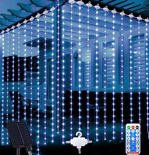 Joysing Solar Lichtervorhang Aussen 3 X 3m 300 LED Lichterketten Vorhang mit Fernbedienung, 8 Modi Lichterkette Wasserfall Wasserdicht Vorhang Lichter für Pavillon Party Wand Garten Deko - Kaltweiß Joysing Solar Lichtervorhang Aussen 3 X 3m 300 LED Lichterketten Vorhang mit Fernbedienung, 8 Modi Lichterkette Wasserfall Wasserdicht Vorhang Lichter für Pavillon Party Wand Garten Deko - Kaltweiß von Joysing