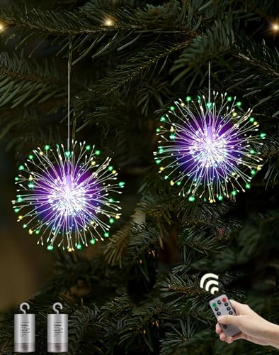 Joysing Weihnachtsbeleuchtung 2 Stück 150 LED Feuerwerk Lichterkette Batteriebetrieben mit Fernbedienung, 8 Modi Weihnachtslicht Wasserdicht Lichterkette Feuerwerk für Außen Innen Deko- Mehrfarbig von Joysing