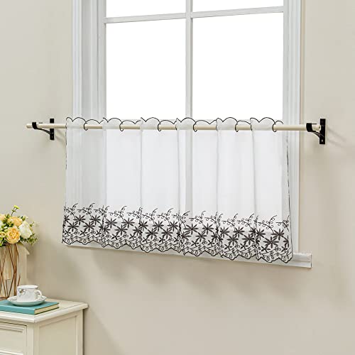 Joyswahl Scheibengardine Voile Bistrogardinen mit Lochleiste Jasmin Kurzgardine HxB 30x90cm Grau 1er Pack von Joyswahl