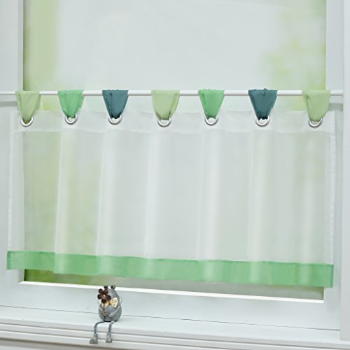 Joyswahl Scheibengardine Voile Bistrogardinen mit Schlaufen »Charlott« Küche Kurzgardine HxB 45x140cm Grün 1er Pack von Joyswahl