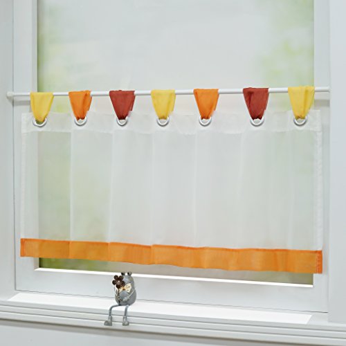 Joyswahl Scheibengardine Voile Bistrogardinen mit Schlaufen »Charlott« Küche Kurzgardine HxB 45x140cm Orange 1er Pack von Joyswahl