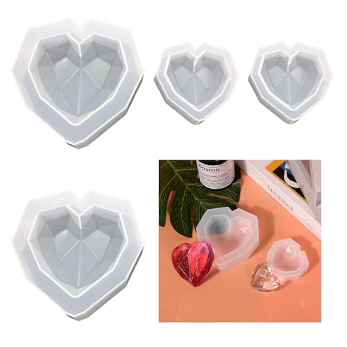 Joytey 4 Stück Herz-Harz-Formen, Liebesherzform, Kristall, Epoxidharz, Silikonformen, Kerzen, Seife, Gießform, Silikonform für DIY, Handarbeit, Handwerk, Desktop-Dekoration Joytey 4 Stück Herz-Harz-Formen, Liebesherzform, Kristall, Epoxidharz, Silikonformen, Kerzen, Seife, Gießform, Silikonform für DIY, Handarbeit, Handwerk, Desktop-Dekoration von Joytey