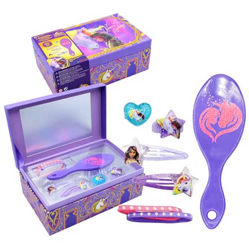Joy Toy - Unicorn Academy Schmuckschatulle mit Accessoires: 2 Haarspangen, 1 Ring, 1 Zöpfchenhalter, 1 Armband, 1 Haarbürste Joy Toy - Unicorn Academy Schmuckschatulle mit Accessoires: 2 Haarspangen, 1 Ring, 1 Zöpfchenhalter, 1 Armband, 1 Haarbürste von Joytoy