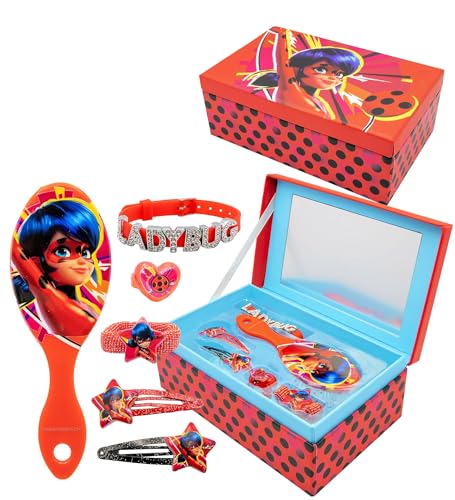 Joytoy Miraculous Schmuckschatulle mit Accessoires: 2 Haarspangen, 1 Ring, 1 Zöpfchenhalter, 1 Armband, 1 Haarbürste 18x11,5x7 cm Joytoy Miraculous Schmuckschatulle mit Accessoires: 2 Haarspangen, 1 Ring, 1 Zöpfchenhalter, 1 Armband, 1 Haarbürste 18x11,5x7 cm von Joytoy