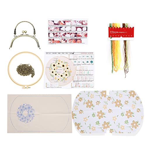 DIY-Sticktasche, Tragbarer Kreuzstich Für Anfänger, Tasche, Geldbörse, Geldbörse, Handtasche Tragetasche Geschenkset Handkunst-Bundle, Personalisiertes Blumenmuster Erwachsene Handwerkliches(C) von Joyzan