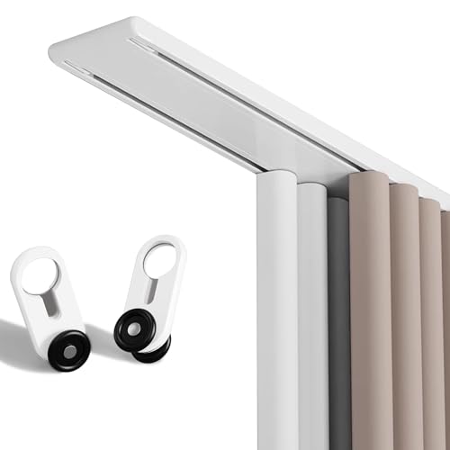 Jpquantrics 2-läufige Gardinenschiene 1m-6m Vorhangschiene Aluminium Deckenschiene Komplettset mit Zubehör für Fenster Raumteiler Schlafzimmer Wohnzimmer Büro Unauffällig Platzsparend(White,5.8m) von Jpquantrics