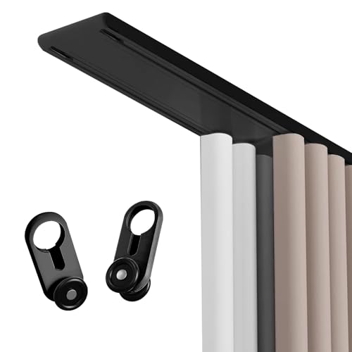 Jpquantrics 2-läufige Gardinenschiene 1m-6m Vorhangschiene Aluminium Deckenschiene Komplettset mit Zubehör für Fenster Raumteiler Schlafzimmer Wohnzimmer Büro Unauffällig Platzsparend(Black,4.8m) von Jpquantrics