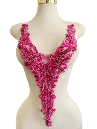 Jpumley pksn reine handgefertigte Strass-Applikation zum Aufnähen auf Spitze, Kristall-Pailletten, Besatz, Zubehör für Kleid, Kleidung, Halsausschnitt, dekoratives Material, 22,4 x 29,8 cm (Rosarot) Jpumley pksn reine handgefertigte Strass-Applikation zum Aufnähen auf Spitze, Kristall-Pailletten, Besatz, Zubehör für Kleid, Kleidung, Halsausschnitt, dekoratives Material, 22,4 x 29,8 cm (Rosarot) von Jpumley.pksn