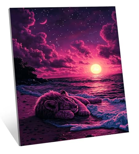 Diamond Painting Meereswellen Diamant Painting Bilder Löwe Diamant Kunst Malerei Stickerei Set, DIY Vollbohrer Bastelset Erwachsene Diamanten, Geeignet Als Geschenk, und Als Wanddeko 120x80 cm H-2479 von Jqqhhoyy
