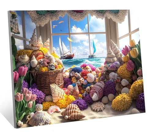 Diamond Painting Muschel Diamant Painting Bilder Landschaft Diamant Kunst Malerei Stickerei Set, DIY Vollbohrer Bastelset Erwachsene Diamanten, Geeignet Als Geschenk, und Als Wanddeko 120x80 cm H-2489 von Jqqhhoyy