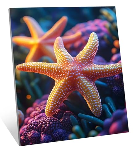 Seestern Diamond Painting Koralle Diamond Painting Erwachsene, DIY Mosaikherstellung Diamant Malerei Bilder Set, 5D Diamant Kunst Kinder Basteln, Wohnzimmer Zimmer Zubehör Geschenke 100x150 cm H-610 von Jqqhhoyy