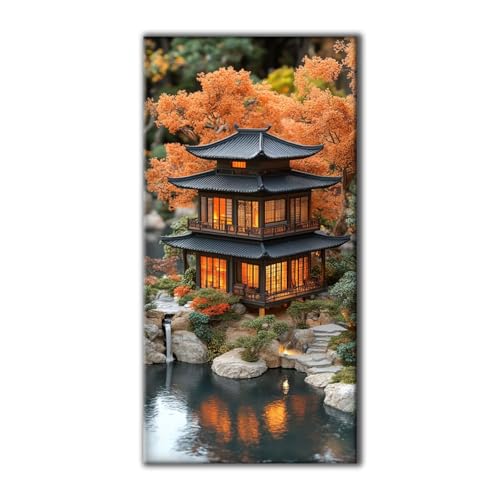 Diamond Painting Erwachsene Groß Set 5D Diamond Painting Anlage Häuser 50 x 100 DIY Crystal Art Neuheiten Basteln Erwachsene Herbst Dekoration Kreativ Set Home Wand Dekor, Geschenke für Frauen Z-765 von Jqynn