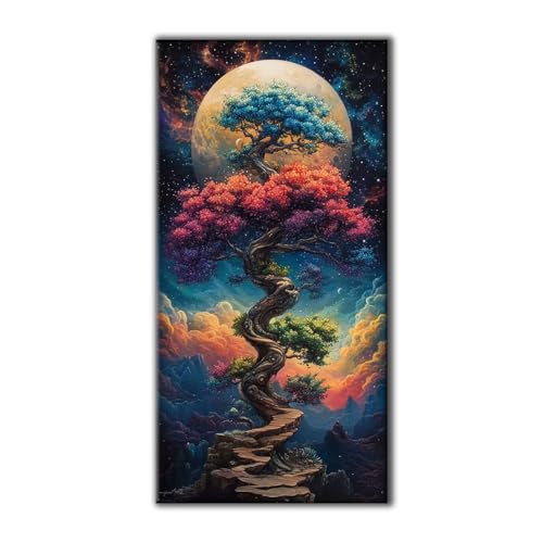 Diamond Painting Erwachsene Groß Set 5D Diamond Painting Bäume Mond 70 x 140 DIY Crystal Art Neuheiten Basteln Erwachsene Herbst Dekoration Kreativ Set für Home Wand Dekor, Geschenke für Frauen Z-785 von Jqynn
