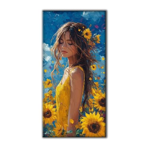 Diamond Painting Erwachsene Groß Set 5D Diamond Painting Mädchen Sonnenblume 80 x 160 DIY Crystal Art Neuheiten Basteln Erwachsene Herbst Dekoration Kreativ Set für Home Wand Dekor, Geschenke Z-769 von Jqynn