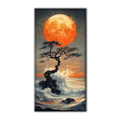 Diamond Painting Erwachsene Groß Set 5D Diamond Painting Meereswellen Bäume 60 x 120 DIY Crystal Art Neuheiten Basteln Erwachsene Herbst Dekoration Kreativ Set für Home Wand Dekor, Geschenke Z-761 von Jqynn