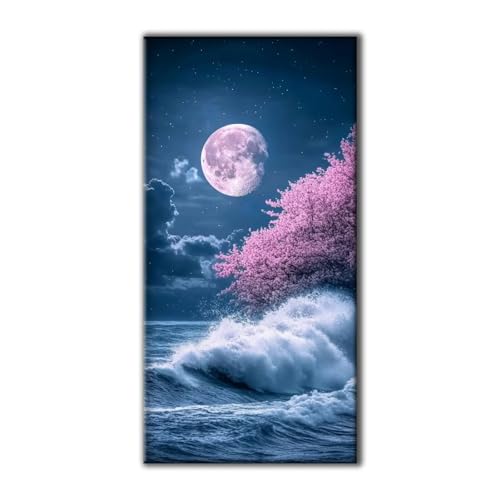 Diamond Painting Erwachsene Groß Set 5D Diamond Painting Meereswellen Bäume 70 x 140 DIY Crystal Art Neuheiten Basteln Erwachsene Herbst Dekoration Kreativ Set für Home Wand Dekor, Geschenke Z-757 von Jqynn