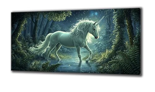 Diamond Painting Erwachsene und Kinder, Diamant Painting Bilder Wald Einhorn 5D Kreativ Set für Erwachsene DIY Crystal Art Neuheiten Diamond Painting Set Deko Wohnzimmer, Geschenke 70 x 140 Z-758 von Jqynn