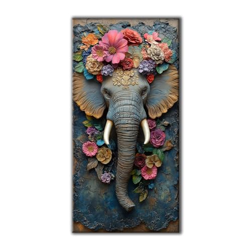 Jqynn Diamond Painting Erwachsene Groß Set 5D Diamond Painting Blumen Elefant 70 x 140 DIY Crystal Art Neuheiten Basteln Erwachsene Herbst Dekoration Kreativ Set für Home Wand Dekor, Geschenke Z-779 von Jqynn