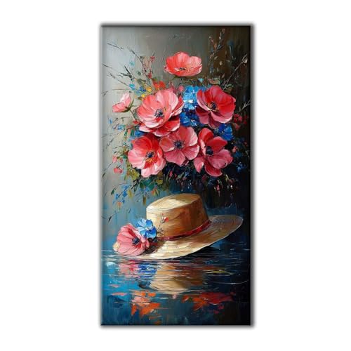 Jqynn Diamond Painting Erwachsene Groß Set 5D Diamond Painting Blumen Strohhut 100 x 200 DIY Crystal Art Neuheiten Basteln Erwachsene Herbst Dekoration Kreativ Set für Home Wand Dekor, Geschenke Z-93 von Jqynn