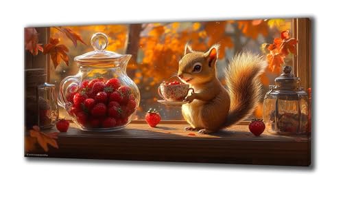 Jqynn Diamond Painting Erwachsene und Kinder, Diamant Painting Bilder Herbst Eichhörnchen 5D Kreativ Set für Erwachsene DIY Crystal Art Neuheiten Diamond Painting Set Deko Wohnzimmer 50 x 100 Z-774 von Jqynn